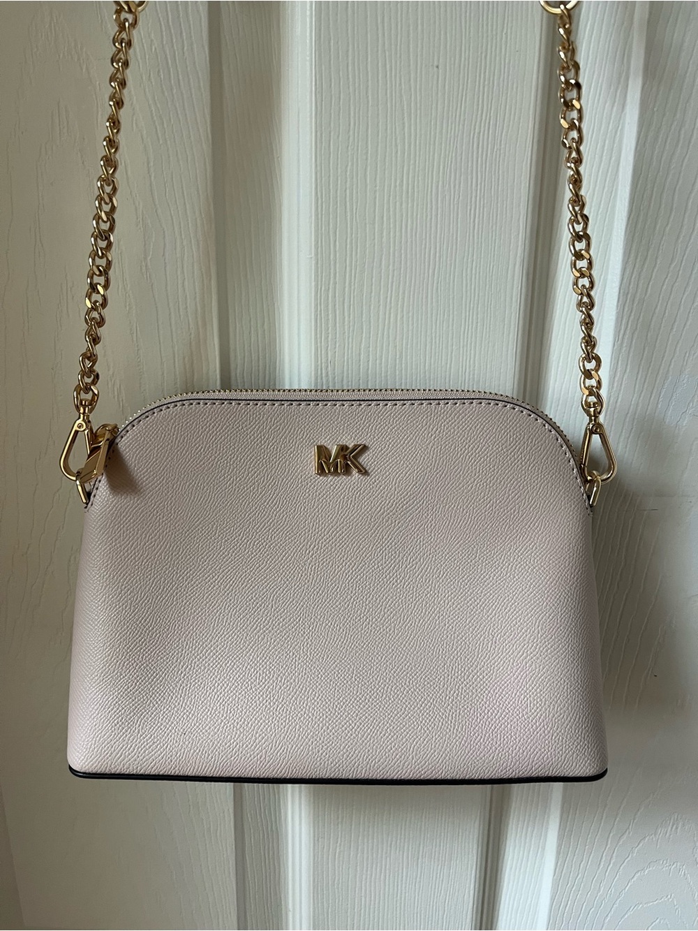 Michael Kors Light Pink Leather Crossbody with Gold Chain Strap